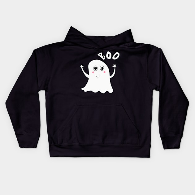 Cute Halloween Boo Ghost Kids Hoodie by Nerd_art